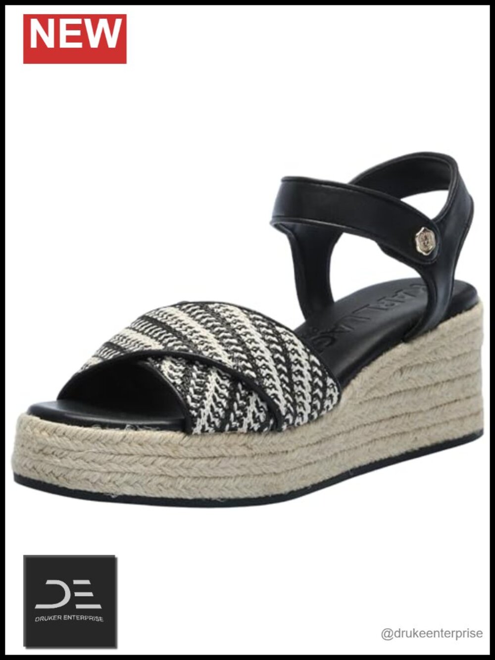 Women's Ankle Strap Wedge Espadrille Sandal Leather Slingback Casual